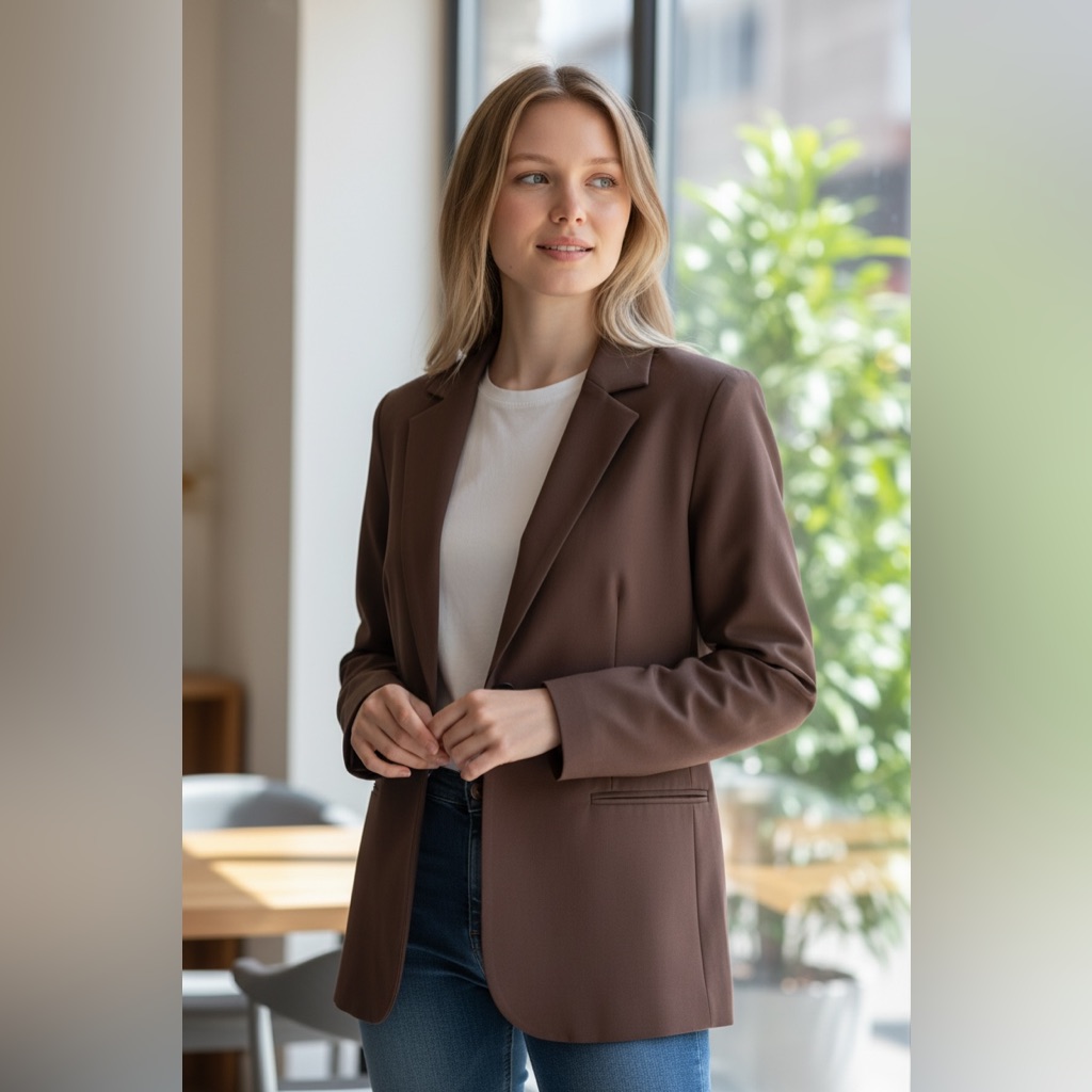 Via Masini 80 Brown Women's Blazer